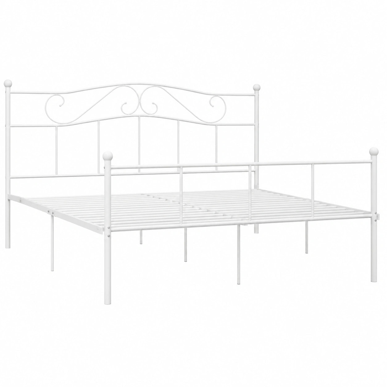 Metall-Doppelbett 180x200 cm mit Lattenrost, Weiß