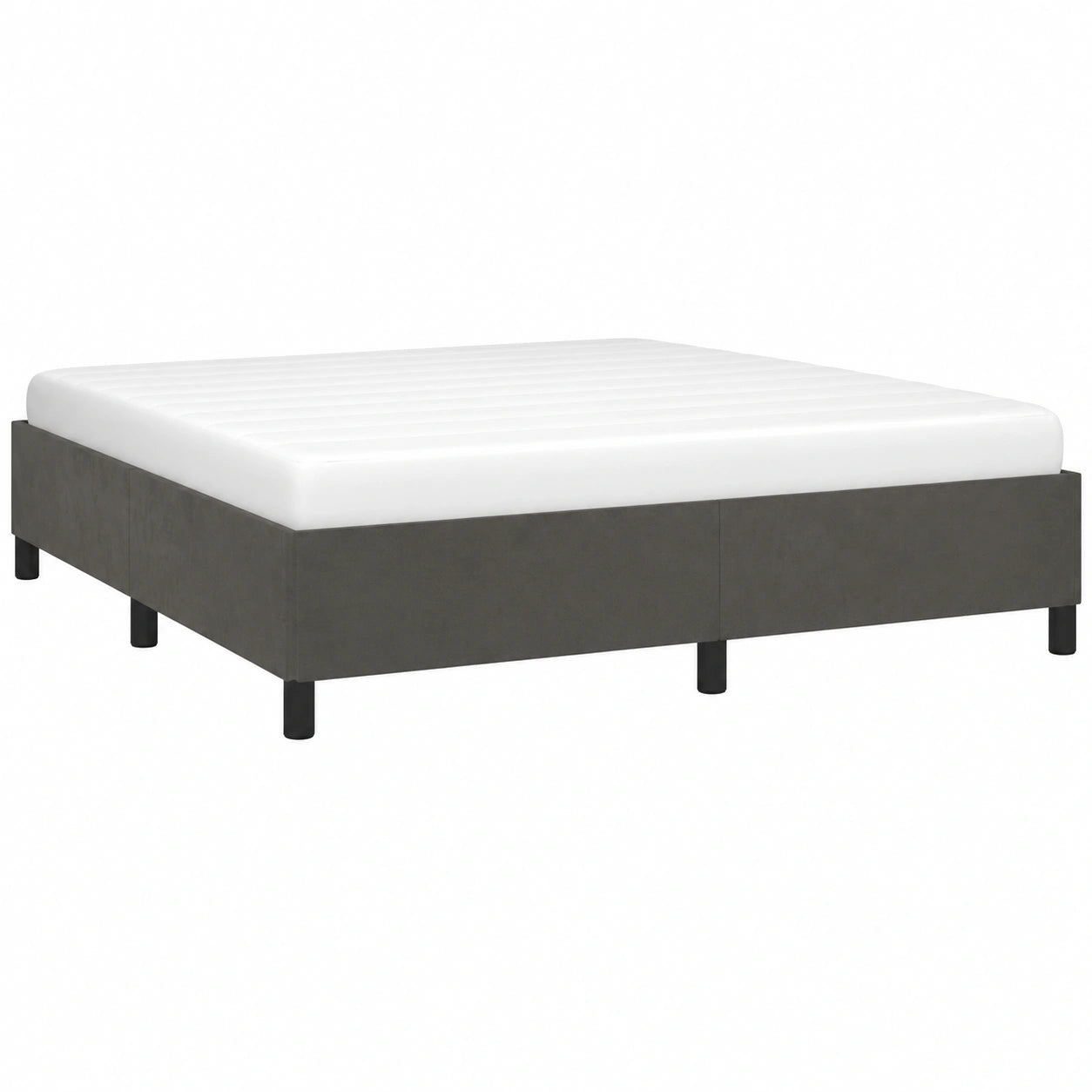 Elegantes Samt-Doppelbett mit Lattenrost in Dunkelgrau, 180x200 cm