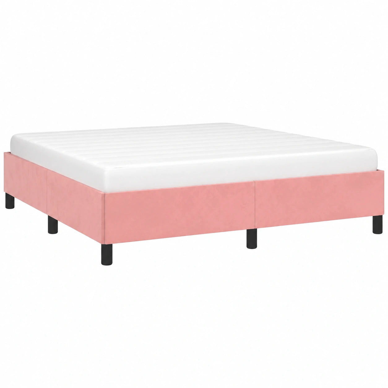 Elegantes Samt-Doppelbett mit Lattenrost, Rosa 160x200cm