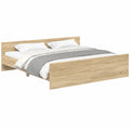 Massives Doppelbett 200x200 cm aus Sonoma-Eiche mit Lattenrost