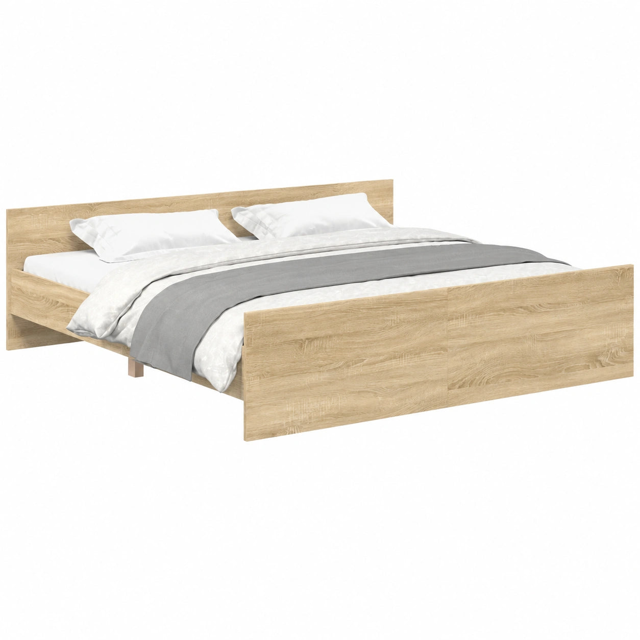 Massives Doppelbett 200x200 cm aus Sonoma-Eiche mit Lattenrost