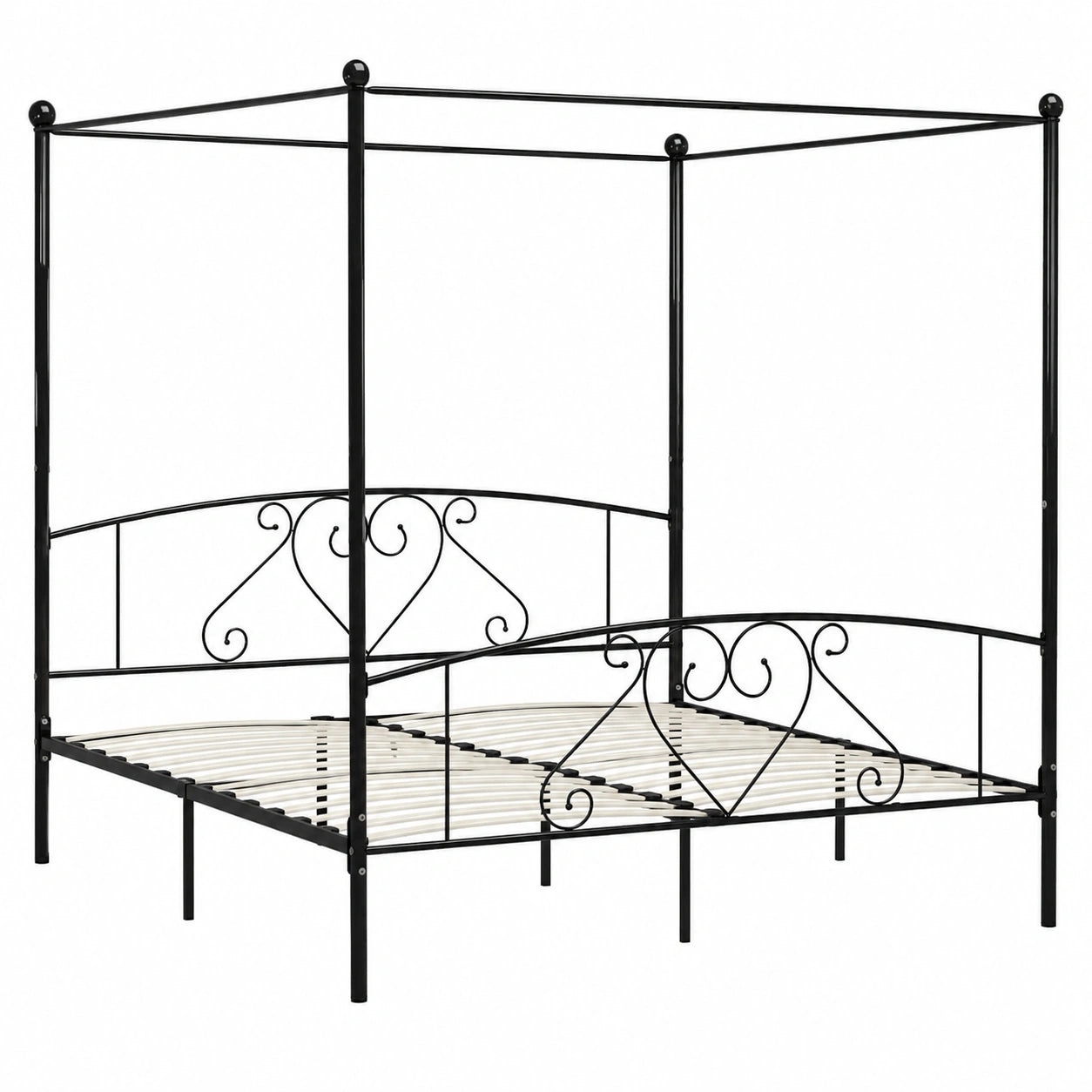 Metall-Himmelbett 200x200 cm in Schwarz für das Schlafzimmer