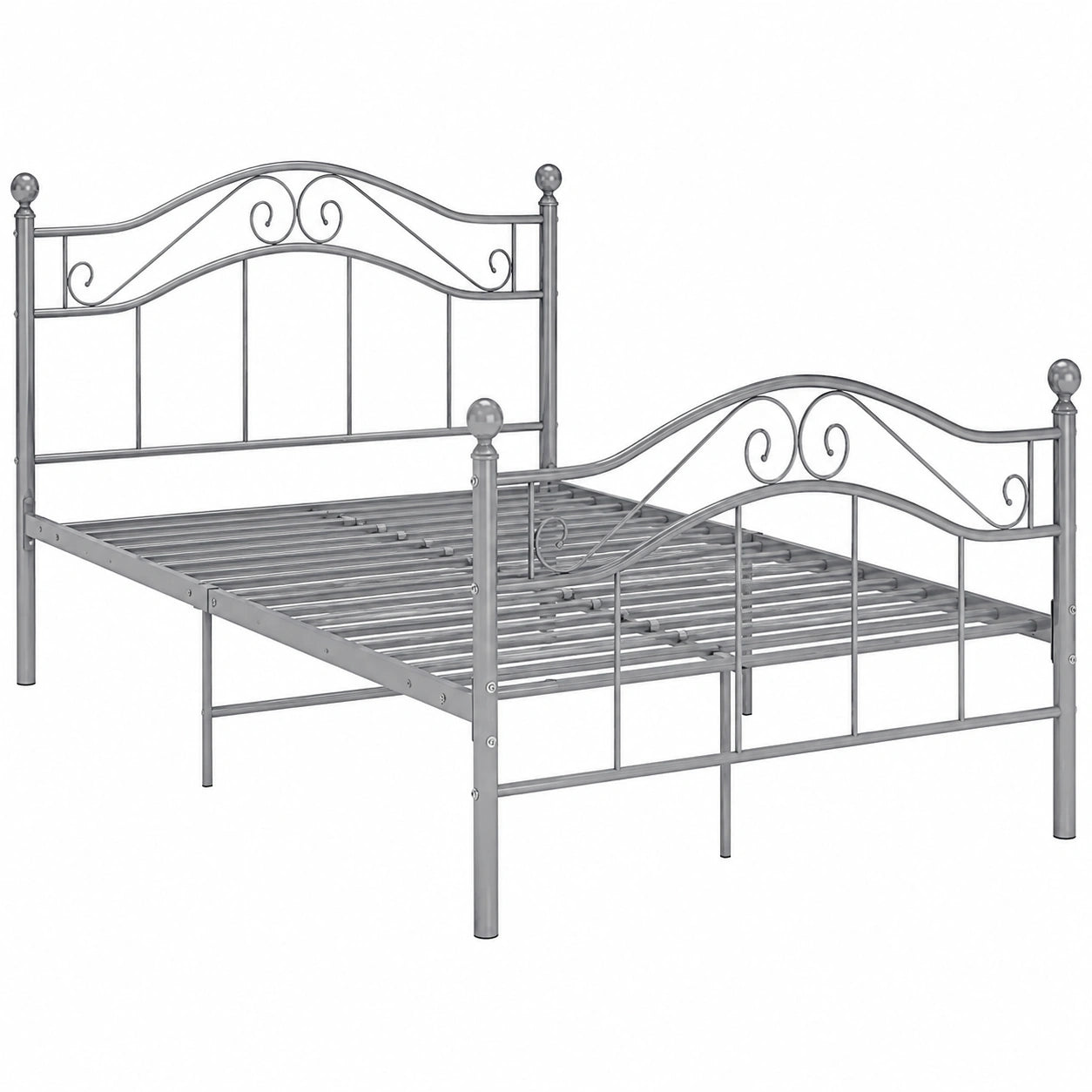 Metallbett mit Lattenrost 120x200cm, Grau, Modernes Schlafzimmerdesign