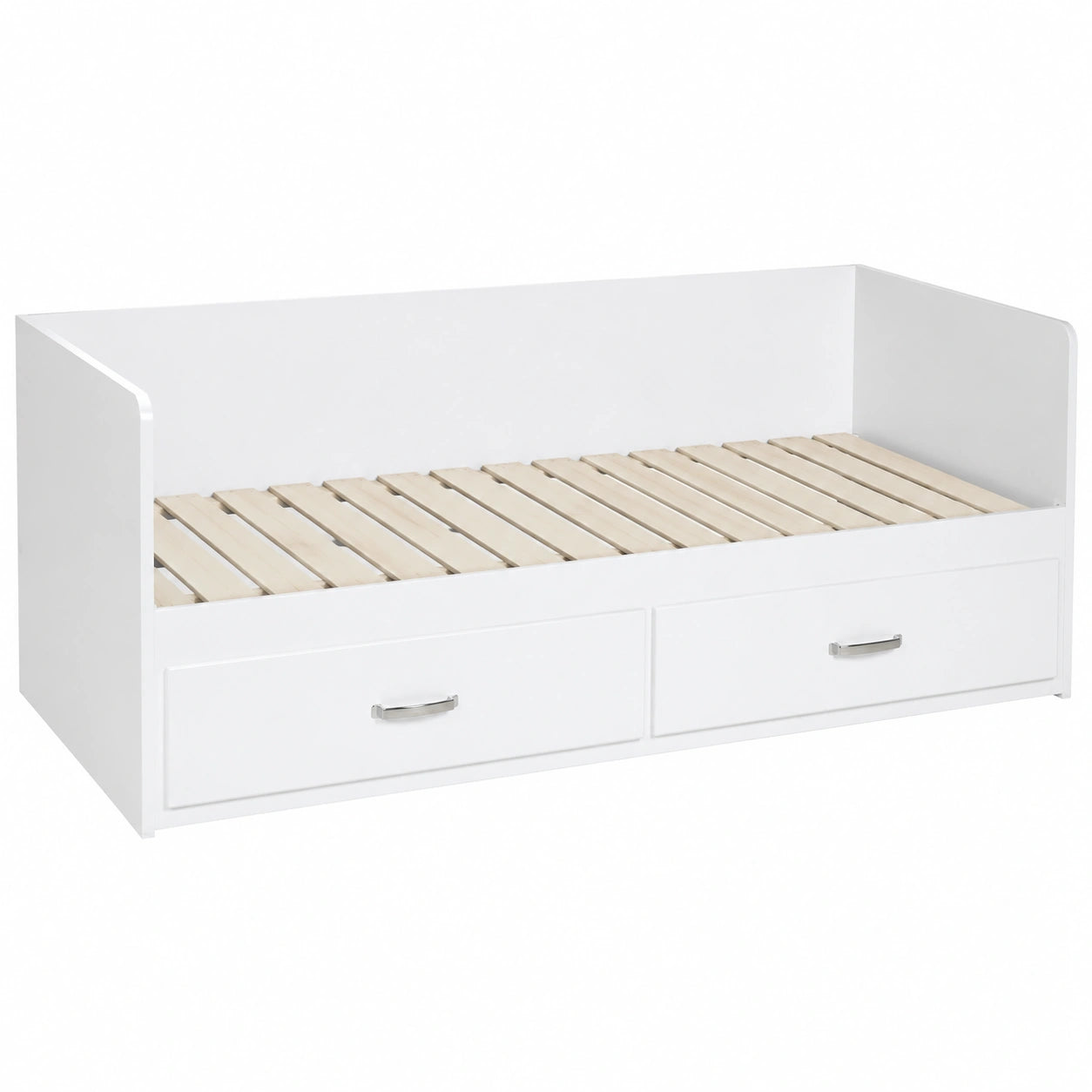 Ausziehbares Tagesbett Miami, Holz, Weiß Metallic, 204,2 x 94 x 70 cm