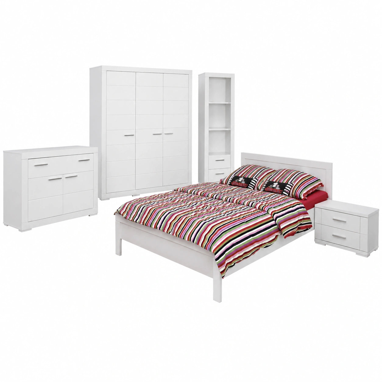 Modernes Doppelbett Snow, 140x200 cm, Holzwerkstoff, Weiß