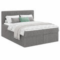 Boxspringbett RALF 200x200 mit Stauraum und Topper – Bonellfederkernmatratze H3 – Grau