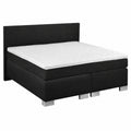 Luxus Boxspringbett ROM II, Schwarz, 180x200 cm, mit Matratze & Topper, Härtegrade H2-H4