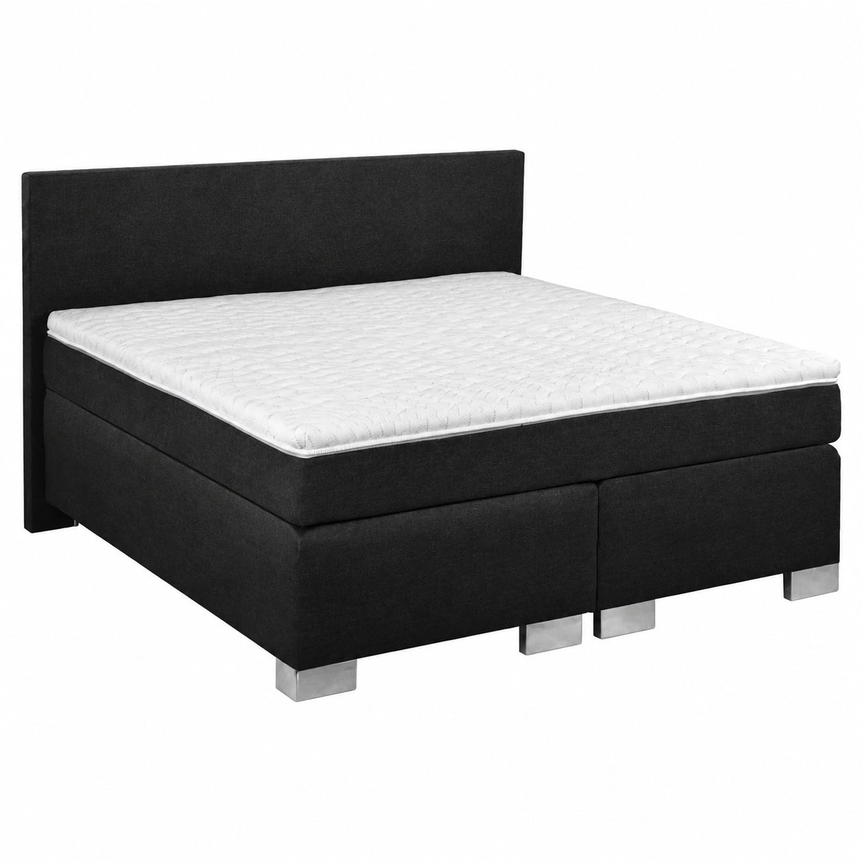 Luxus Boxspringbett ROM II, Schwarz, 180x200 cm, mit Matratze & Topper, Härtegrade H2-H4