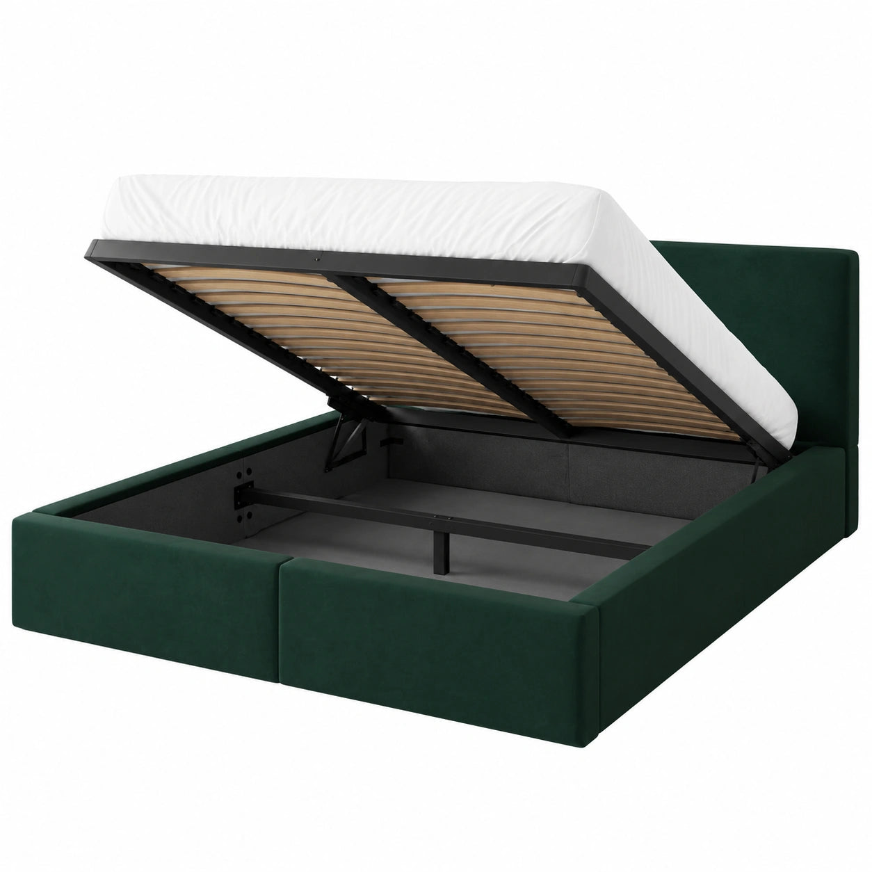 Modernes Polsterbett Hilton 120x200 cm in Grün mit Bettkasten