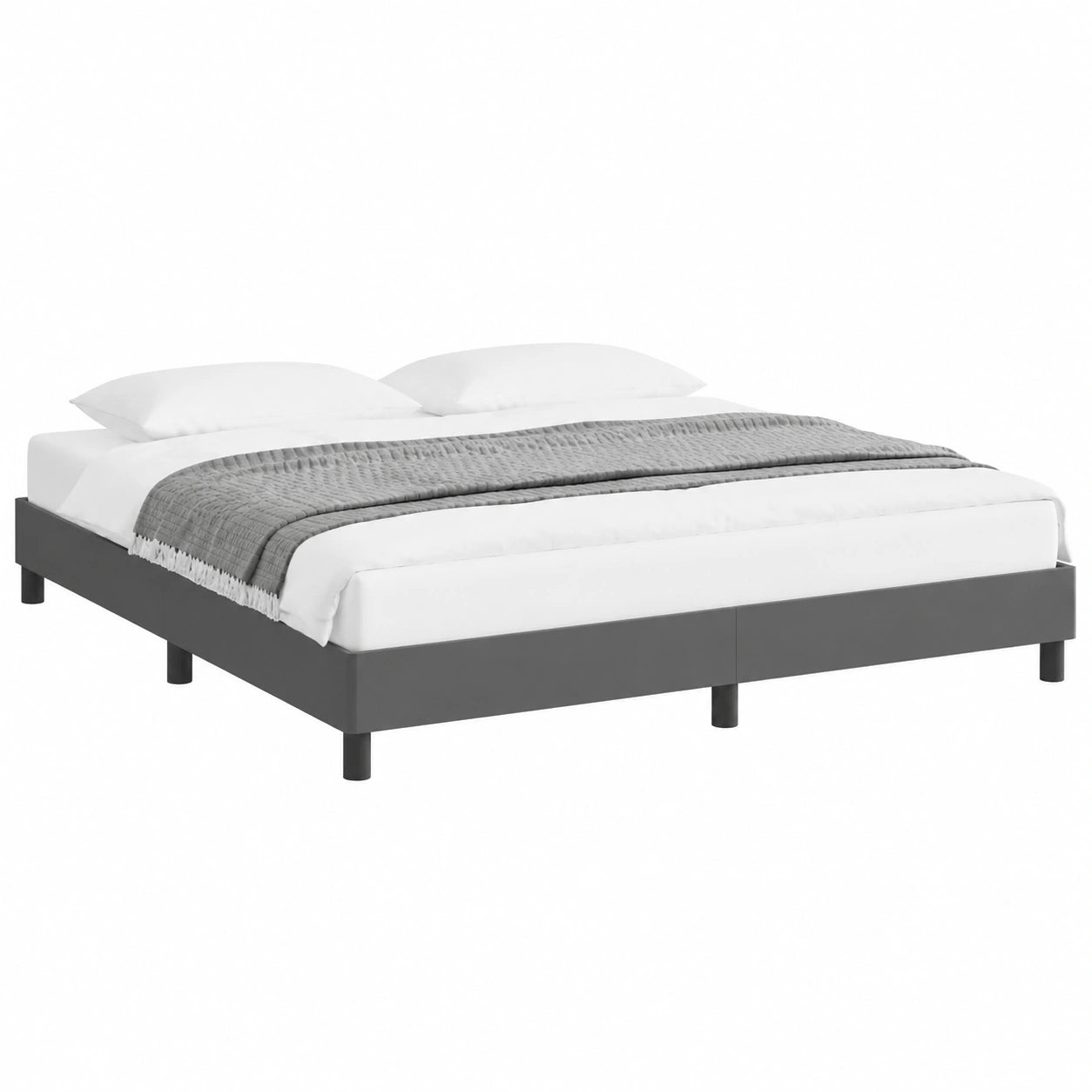 Modernes Polsterbett 200x200 cm in Grau, Kunstleder Ehebett mit stabilem Lattenrost