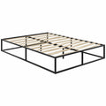 Geräumiges Metallbett 140x200 cm mit Lattenrost, niedriges Design ohne Kopfteil, ideal für Paar-, Einzel-, Jugend- oder Gästeschlafzimmer