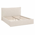 MOTIVENA Polsterbett 200x200 cm Beige Bouclé mit Stauraum, Kopfteil und Lattenrost