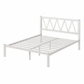 Novilla Metallbett 150x200 cm mit Lattenrost, Kopfteil-Design, Weiß