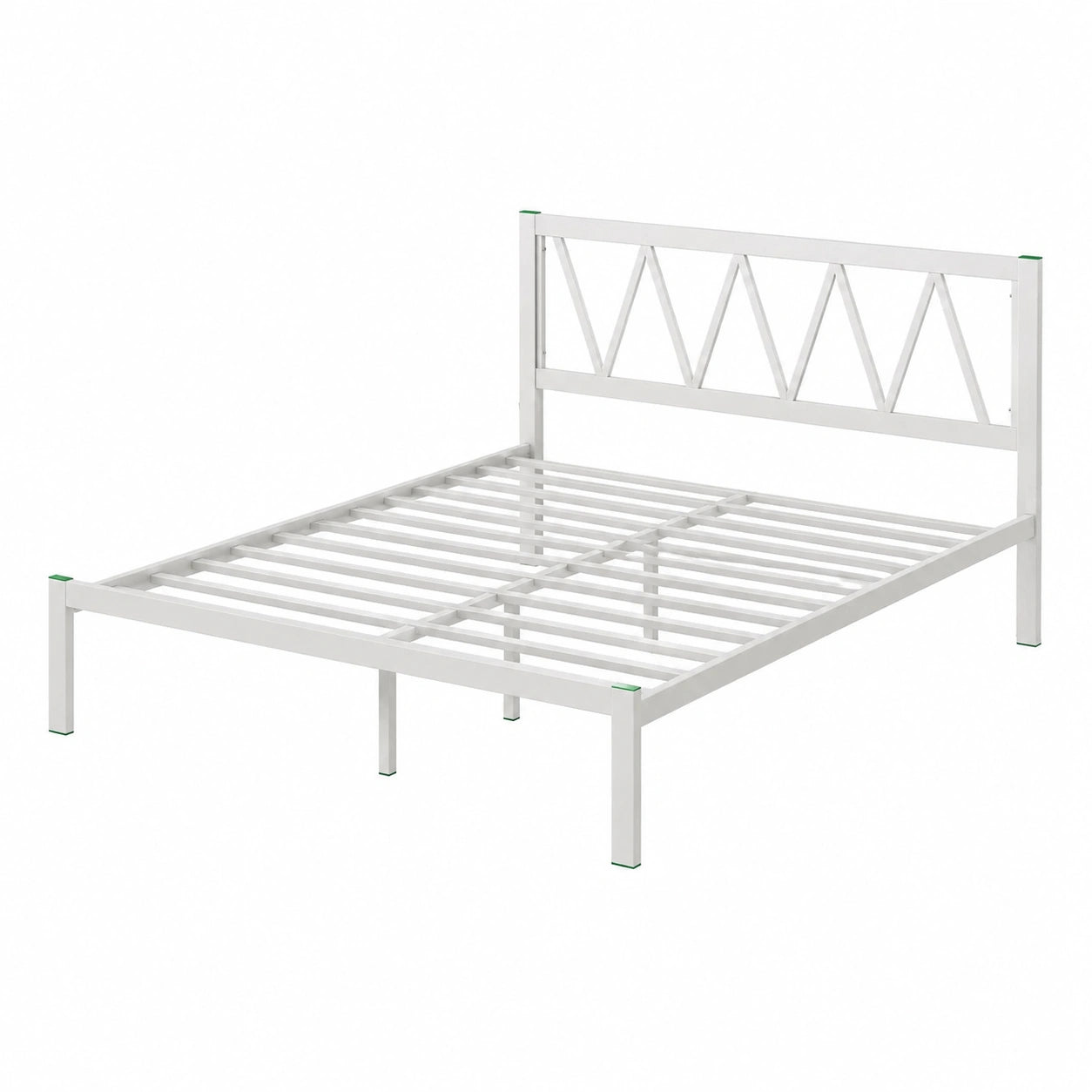Novilla Metallbett 150x200 cm mit Lattenrost, Kopfteil-Design, Weiß