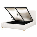 Elegantes Bouclé Bett in Cremeweiß mit Stauraum und Lattenrost 160x200 cm