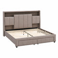 Multifunktionales Polsterbett 140x200 cm in Grau mit LED-Beleuchtung und USB-Anschluss
