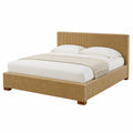 Hochwertiges Loom-Doppelbett 180x200 cm, Honigfarbe, robustes geflochtenes Design
