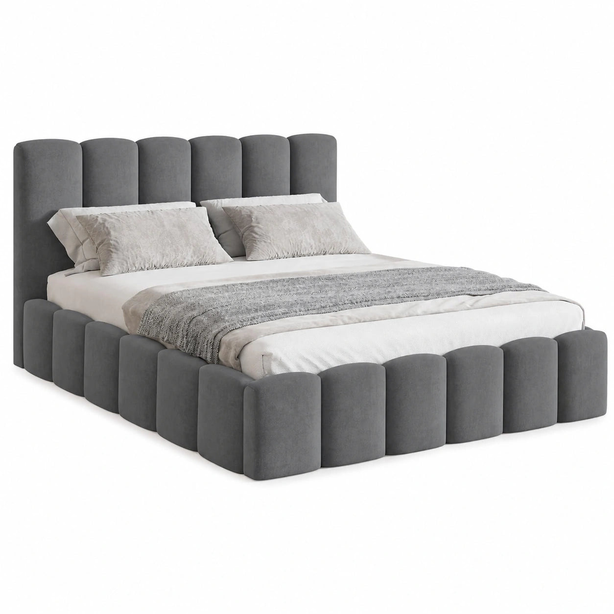 Elegantes Polsterbett 180x200 cm in Anthrazit mit Stauraum und Kopfteil