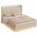 Luxuriöses Polsterbett 160x200 cm mit LED und Stauraum in Weiß