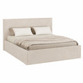 Boho Polsterbett 160x200 cm Beige Samt mit Stauraum und Matratze H3